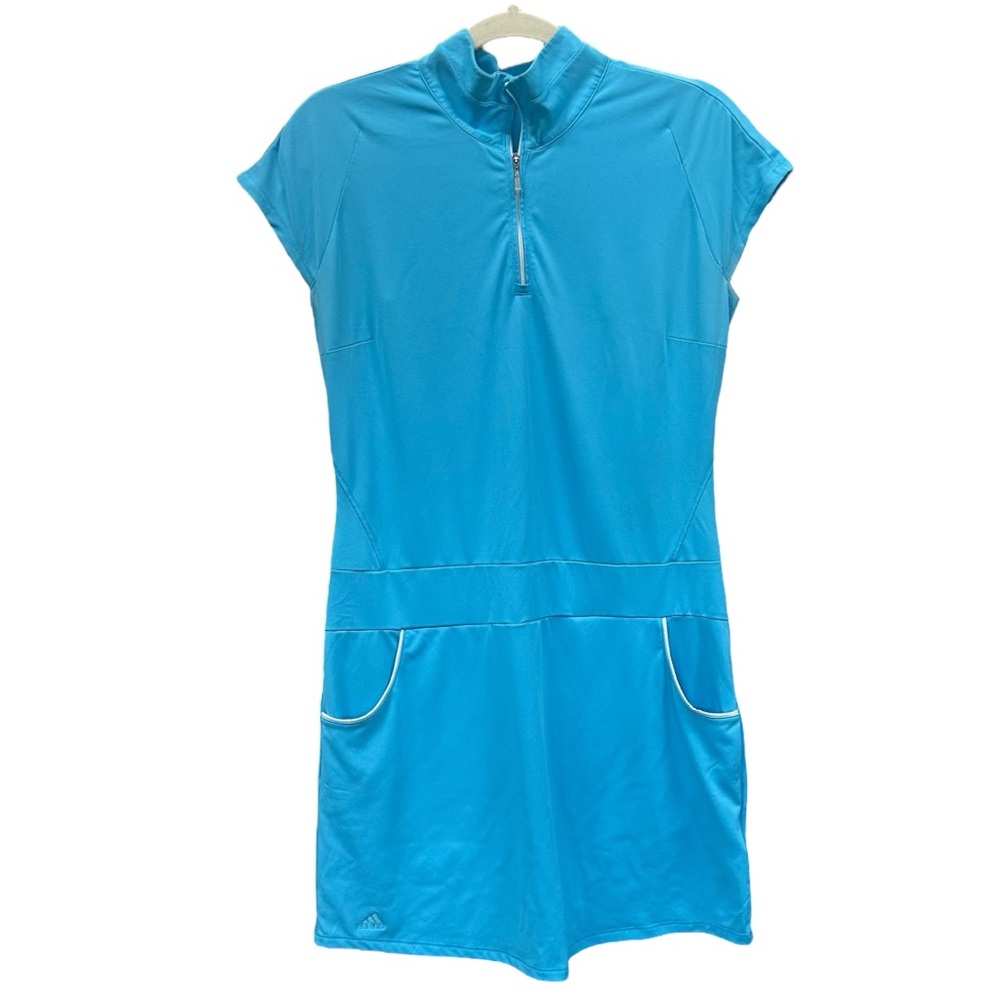 Adidas Women’s Blue 1/4‎ Zip Mock Neck Cap Sleeve Golf Dress  Sz 8